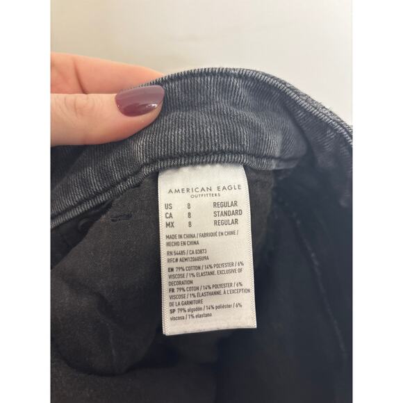 American Eagle Curvy Mom Jean Womens 8 Dark Gray High Rise Stretch - Picture 5 of 6